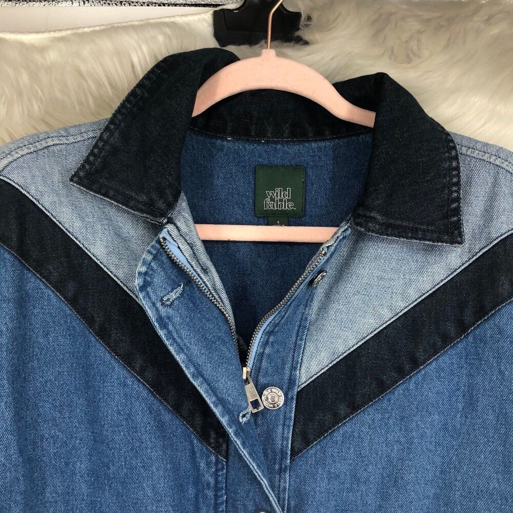 Mens Full Zip & Button Patchwork Denim Jacket, 90… - image 4